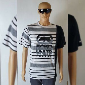NWT ECKO UNLTD MEN'S SHORT SLEEVE O-NECK TSHIRT REGULAR FIT SIZE M BLACK/WHITE